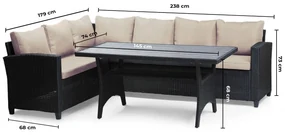 PROXIMA.store - Záhradný ratanový set STOCKHOLM FARBA: béžová