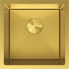 Mexen Trixo, 1-komorový nerezový drez 440 x 440 mm, brúsená zlatá, vzor voština, 6413441000-55HC