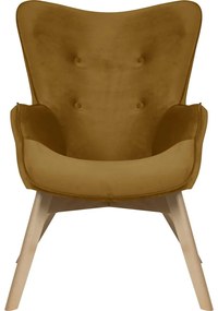 Zamatové kreslo v horčicovej farbe Niko – Ropez