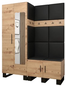 Predsieňová zostava Amanda 14 (dub artisan + čierna ekokoža). Vlastná spoľahlivá doprava až k Vám domov. 1085982