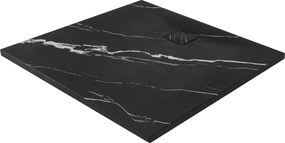Štvorcová sprchová vanička z SMC kompozitu REA MAGNUM CARRARA 90x90 cm, čierny mramor