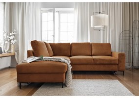 Oranžovohnedá menčestrová rozkladacia rohová pohovka (ľavý roh) Lofty Lilly – Miuform