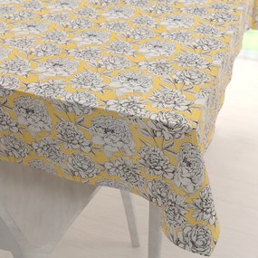Biante Bavlnený obdĺžnikový obrus Sandra SA-510 Pivonky na žltom 140x180 cm