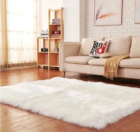 Biely koberec s vysokým vlasom Sheep – obdĺžnikový Rozmer: 80x140 cm