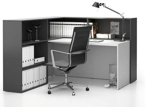 Rohová kancelárska zostava SEGMENT, ľavá, biela/grafit