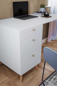 Písací stôl MIEMI Alpská biela - dub nožičky, orientácia ľavá