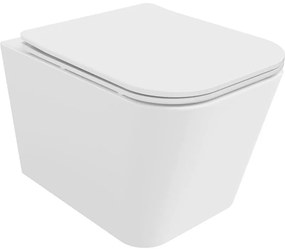 Mexen Teo, závesná WC misa 510x345x340 mm, Rimless Tornádo + WC sedadlo z duroplastu, biela lesklá, 30850600T