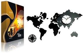 3D nalepovacie hodiny Continents wenge