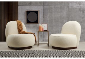 Biele kreslo z textílie buklé Tina – Artie