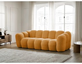 Pohovka z textílie buklé v horčicovej farbe 232 cm Hippolyte – Bobochic Paris