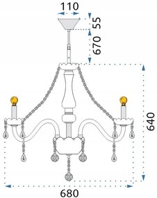 Toolight - Krištáľový závesný luster 8xE14 60W, strieborná, OSW-04600