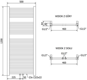 Mexen Pluton, elektrické vykurovacie teleso 1200x500 mm + vykurovacia tyč 600 W, zlatá lesklá, W106-1200-500-2600-50