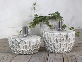 Bielo - zlatá antik olejová lampa Vittel - Ø 18*8 cm/ 90ml
