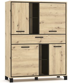 Štvordverový regál so zásuvkou Vinap CH-4D1DRWR - dub artisan / wenge tmavá