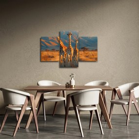 Obraz - Žirafy na pastvine (90x60 cm)