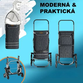 Nákupná taška na kolieskach do schodov COMFORT, 50l,  čierna Jurhan