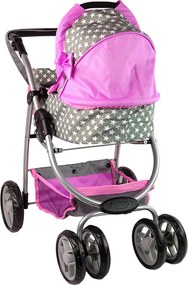 Alice Detský kočík pre bábiky 2 v 1 taška na nosenie ružové hviezdy