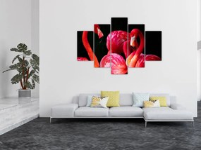 Obraz červených plameniakov (150x105 cm)