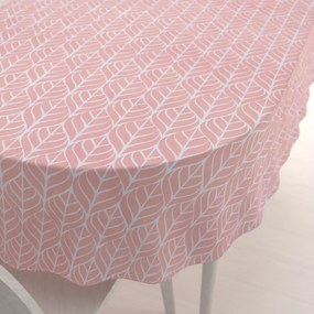 Biante Bavlnený oválny obrus Sandra SA-211 Listy na staroružovom 120x140 cm