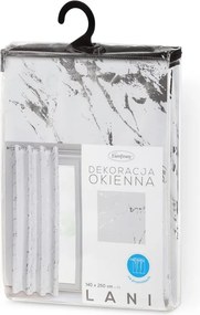 Dekorstudio Moderný záves LANI na dekoračných krúžkoch 140x250 cm - biely so striebornou potlačou