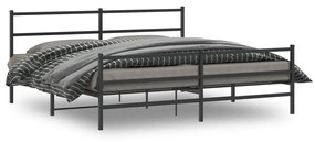 Kovový rám postele so zadným a predným čelom čierny 193x203 cm 355389