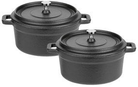 GSW Súprava liatinových mini servírovacích hrncov, 2-dielna (čierna)  (100354492)