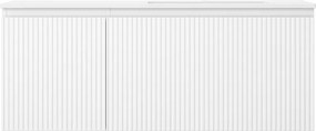 Mexen Rivel, kúpeľňová skrinka 120 cm s pravým umývadlom Otis, 1S, 1D, drážkovaná, biela matná, 91A23-12047-3-BBFF01-W18P01