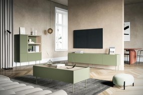 Vysoká komoda Desin 120 cm s dvoma dverami a zásuvkou - olivový / dub nagano