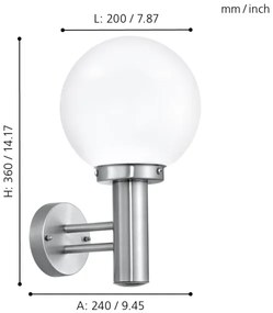 Eglo 30205 - Vonkajšia lampa NISIA E27/60W/230V