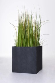 Kvetináč BLOCK, sklolaminát – vzhľad kameňa, 50 x 50 x 50 cm, antracit