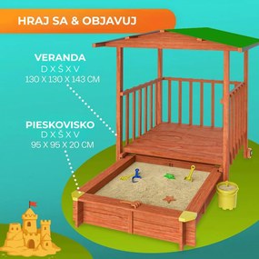 Pieskovisko s verandou SUNNY, 130x130x143cm, hnedá/zelená Jurhan