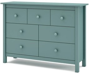 Nízka detská komoda z borovicového dreva v petrolejovej farbe 110x80 cm Max – Marckeric