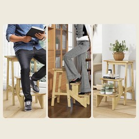 Skladací 3-stupňový schodík, prírodný