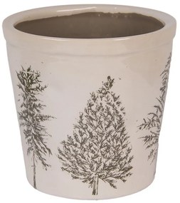 Béžový obal na kvetináč so stromčekmi Natural Pine Trees - Ø 17*16 cm