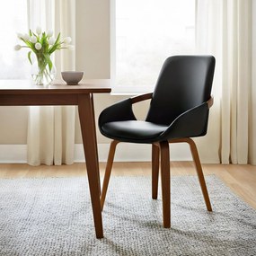 Jedálenská stolička Bertol koženka - orech/čierna