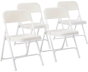 Skladacie čalúnené stoličky, 4 ks, biele