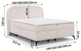 Biela boxspring posteľ s úložným priestorom 180x200 cm Ornes – Ropez