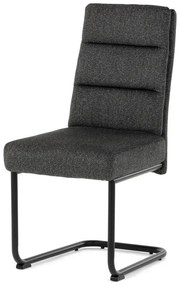 Židle jídelní, taštičkové pružiny v sedáku, madlo na opěráku, tmavě šedá látka, černý kov