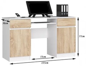 Počítačový stôl A5 biela/dub sonoma