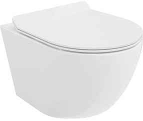 Mexen Lena, závesná WC misa 490x360x340 mm, Rimless Tornádo + toaletné WC sedadlo z duroplastu, biela lesklá, 30224000T