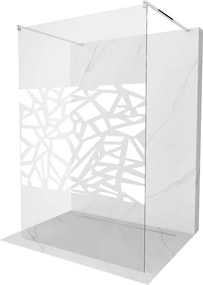 Mexen Kioto, priechodná sprchová zástena 100 x 200 cm, 8mm sklo číre/biely vzor, 2x chrómová stabilizačná rozpera, 800-100-002-01-85