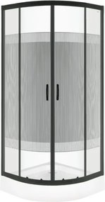Novoterm Štvrťkruhový sprchový kút NV-Xenia Duo 90x90 čierna/potlač + vanička