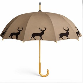 Béžový dáždnik s čiernym siluetovým motívom jeleňa Deer – 105*105*88 cm