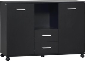 Vinsetto Multifunkčný kancelársky kabinet s 360° kolieskami, pre tlačiarne a dokumenty, čierne drevo 100x40x71cm | Aosom