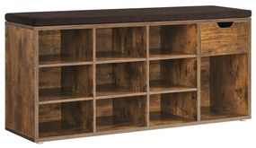 Botník s lavicou, 10 priehradiek a šuplík, 48x104x30cm