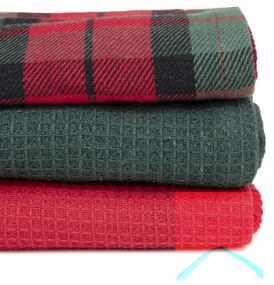 Sada kuchynských utierok TARTAN červená / zelená 870557