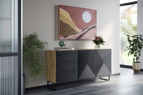 Komoda Asha 167 cm na čiernom podstavci - artisan / čierny mat