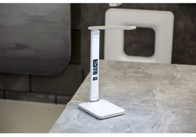 Immax 08934L - LED Stolná lampa s displejom KINGFISHER LED/9W/230V biela