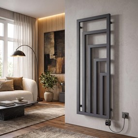 Rea Modus, elektrický kúpeľňový radiátor 600 W s termostatom, sivá, 1400x500x90 mm, REA-30031