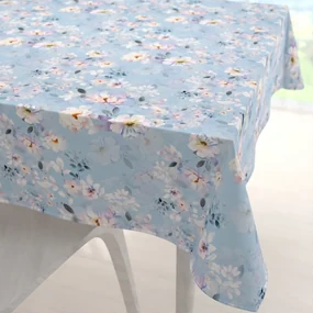 Biante Zamatový štvorcový obrus Tamara TMR-044 Jarné kvety na nebesky modrom 130x130 cm